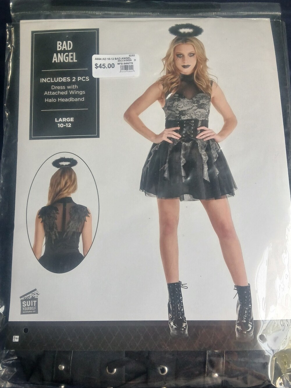 Amscan Bad Angel Black Lace Dress with Halo
